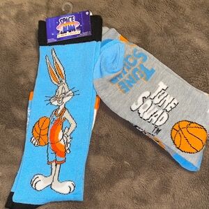Looney Tunes Bugs Bunny Basketball 2 Pair Crew Socks - Blue & Gray